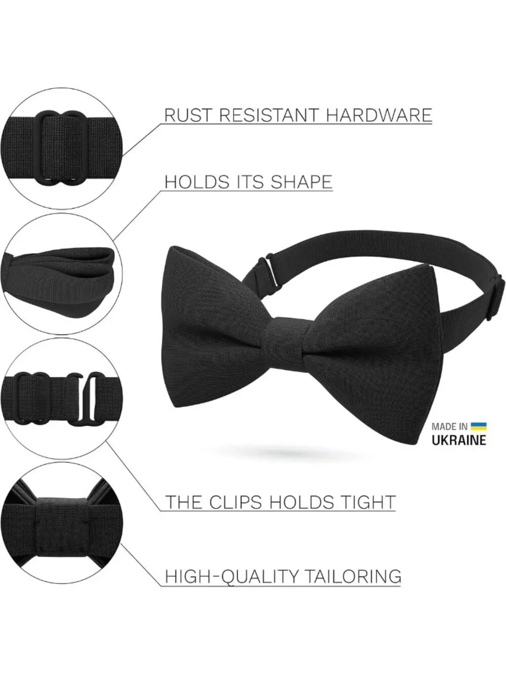 Pre-Tied Clip-On Bow Ties for Men & Boys | Solid Color Formal Wear Accessories